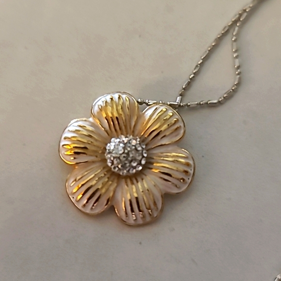 Brighton "PETAL PUSHER" Enamel Flower Pendant w/ Swarovski Crystal Center Pistil - Picture 8 of 9